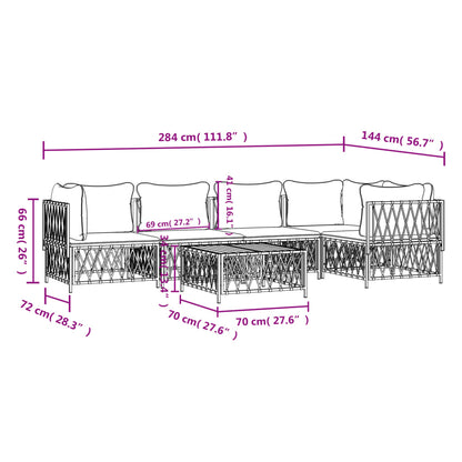 6-Tlg. Garten-Lounge-Set Mit Kissen Anthrazit Stahl 3x Eckteil + 2x Mittelteil + Tisch - Fuer Daheim