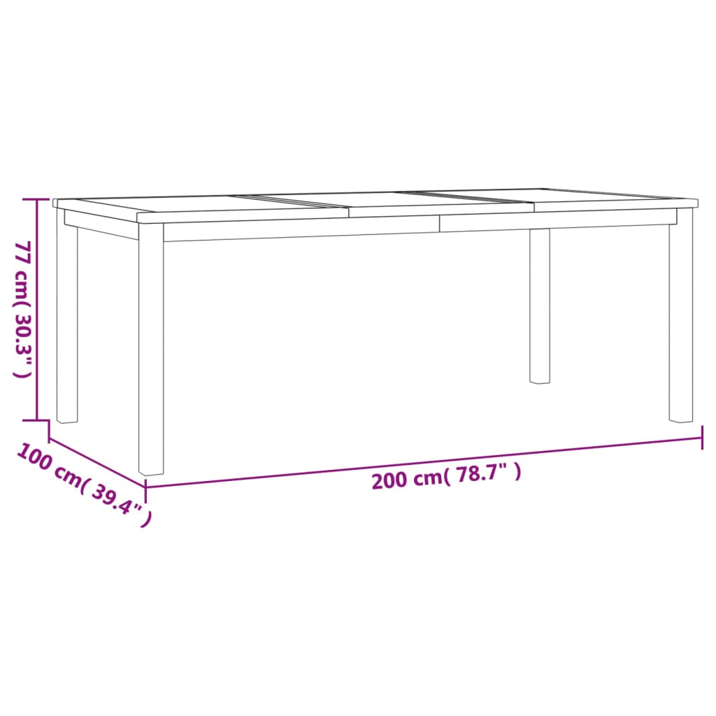 7-Tlg. Garten-Essgruppe Massivholz Teak 200 cm Tischlänge 6x Stuhl + Tisch - Fuer Daheim