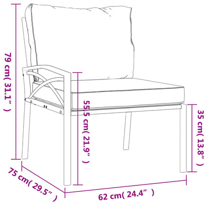 7-Tlg. Garten-Lounge-Set Mit Grauen Kissen Stahl 4x middle + 2x chair + table - Fuer Daheim