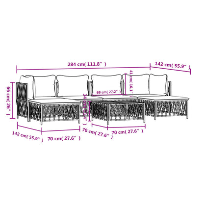 7-Tlg. Garten-Lounge-Set Mit Kissen Anthrazit Stahl 2x Eckteil + 2x Mittelteil + 2x Fußstütze + Tisch - Fuer Daheim