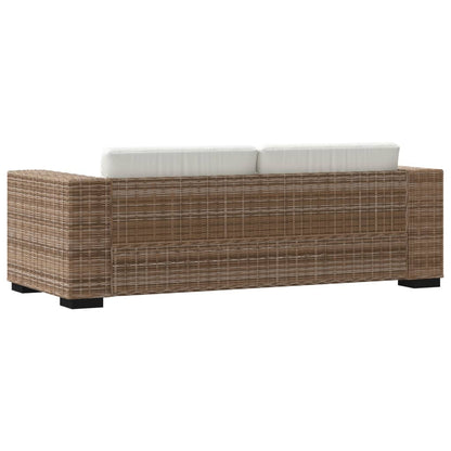 8-Tlg. 3-Sitzer Sofa Set Echt Rattan Braun - Fuer Daheim