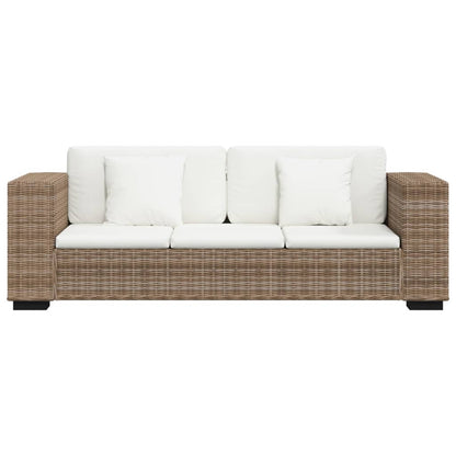 8-Tlg. 3-Sitzer Sofa Set Echt Rattan Braun - Fuer Daheim