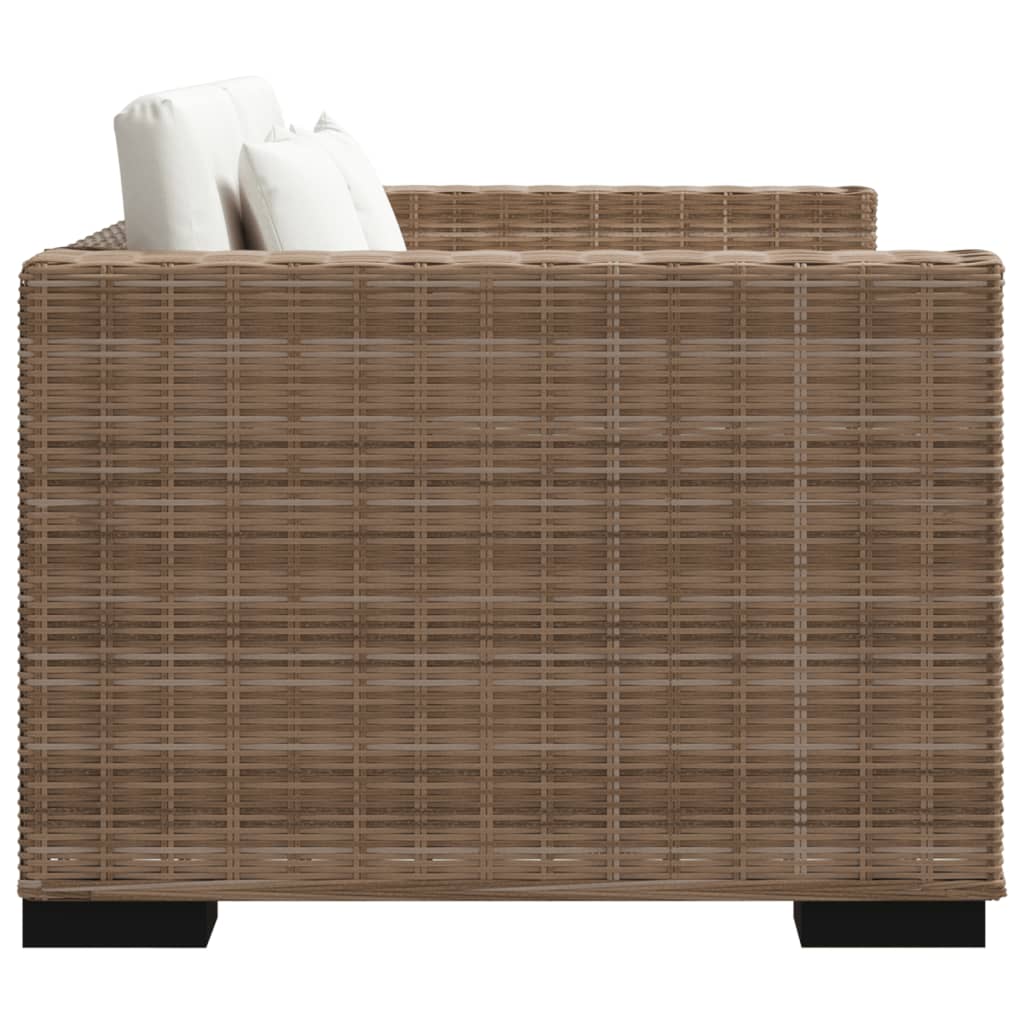 8-Tlg. 3-Sitzer Sofa Set Echt Rattan Braun - Fuer Daheim