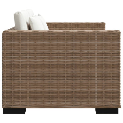 8-Tlg. 3-Sitzer Sofa Set Echt Rattan Braun - Fuer Daheim