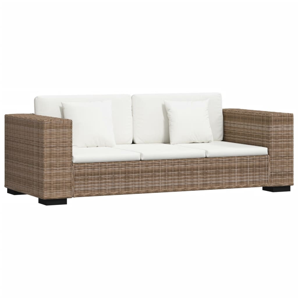 8-Tlg. 3-Sitzer Sofa Set Echt Rattan Braun - Fuer Daheim