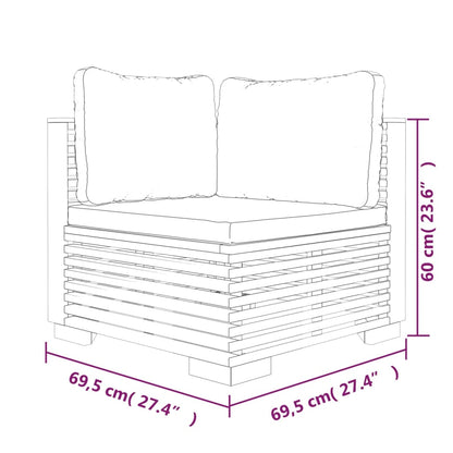 8-Tlg. Garten-Lounge-Set Mit Kissen Massivholz Teak Dunkelgrau 2x Eckteil + 4x Mittelteil + 2x Fußstütze - Fuer Daheim