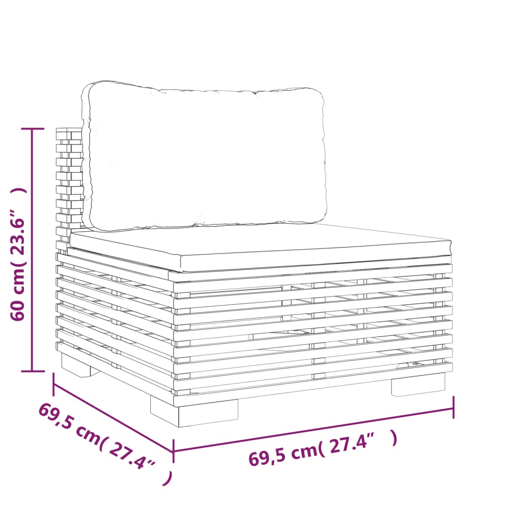 8-Tlg. Garten-Lounge-Set Mit Kissen Massivholz Teak Dunkelgrau 2x Eckteil + 4x Mittelteil + 2x Fußstütze - Fuer Daheim