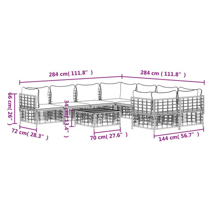 9-Tlg. Garten-Lounge-Set Mit Kissen Anthrazit Poly Rattan Beige - Fuer Daheim