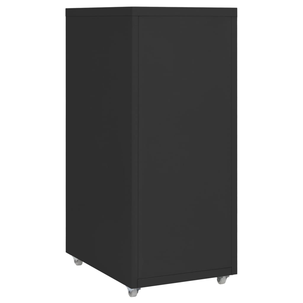 Aktenschrank Mit Rollen Schwarz 28X41X69 Cm Metall 5 Schubladen - Fuer Daheim