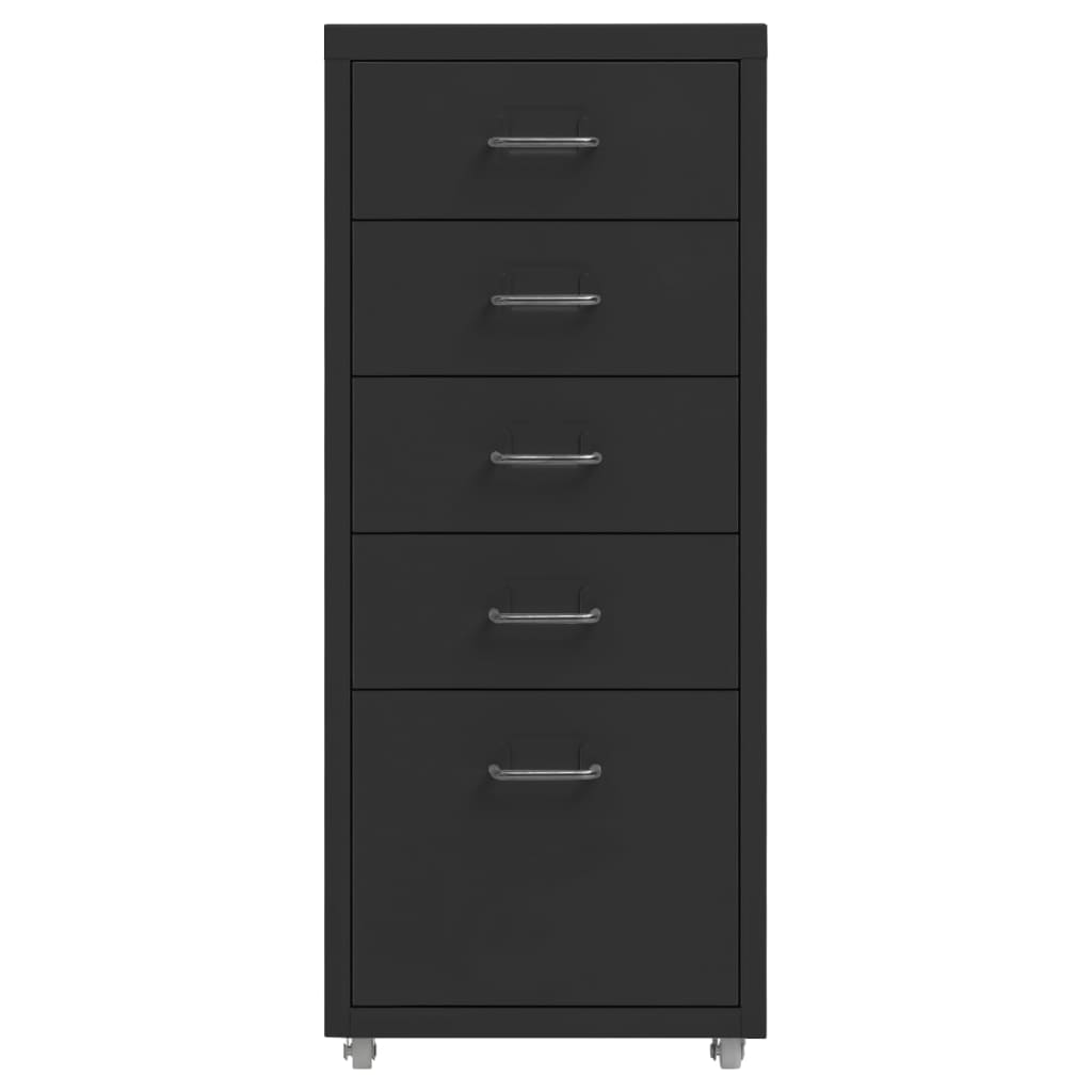 Aktenschrank Mit Rollen Schwarz 28X41X69 Cm Metall 5 Schubladen - Fuer Daheim