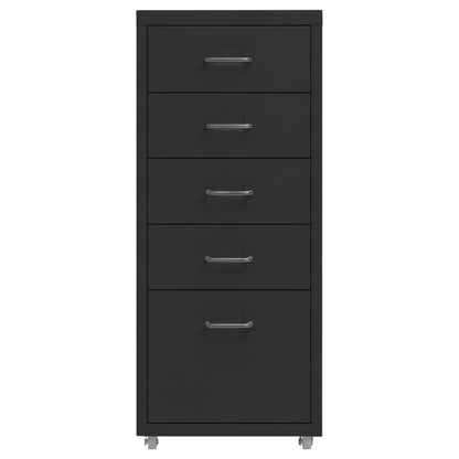 Aktenschrank Mit Rollen Schwarz 28X41X69 Cm Metall 5 Schubladen - Fuer Daheim