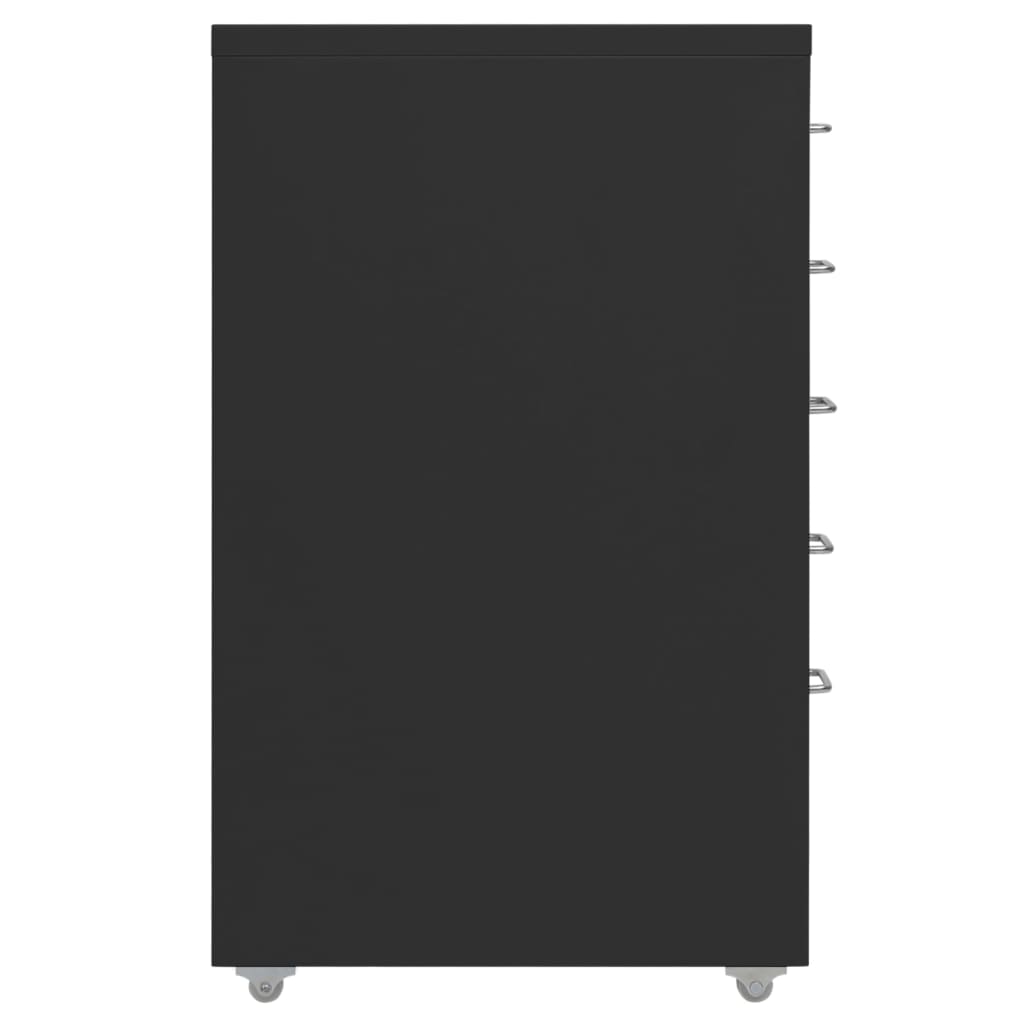 Aktenschrank Mit Rollen Schwarz 28X41X69 Cm Metall 5 Schubladen - Fuer Daheim