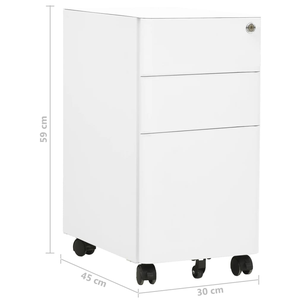 Aktenschrank Mit Rollen Weiß 30X45X59 Cm Stahl - Fuer Daheim