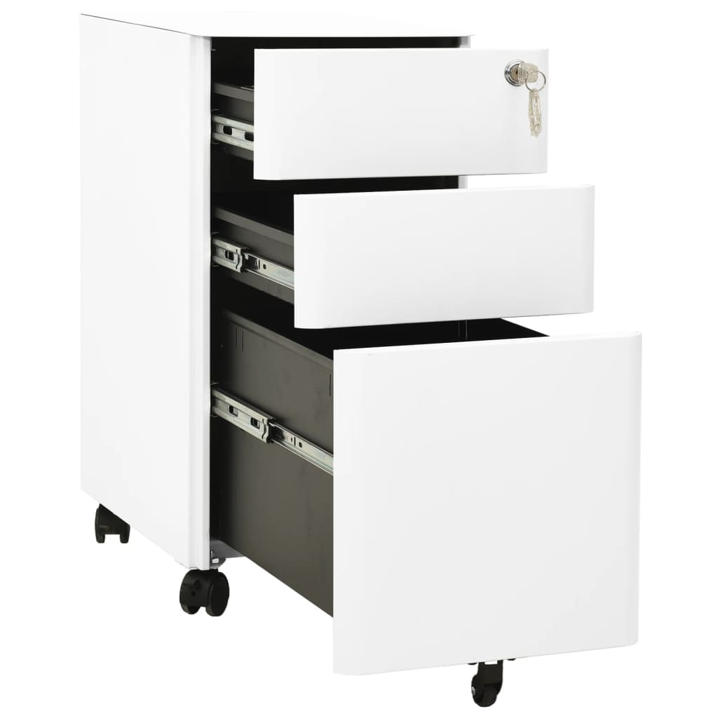 Aktenschrank Mit Rollen Weiß 30X45X59 Cm Stahl - Fuer Daheim