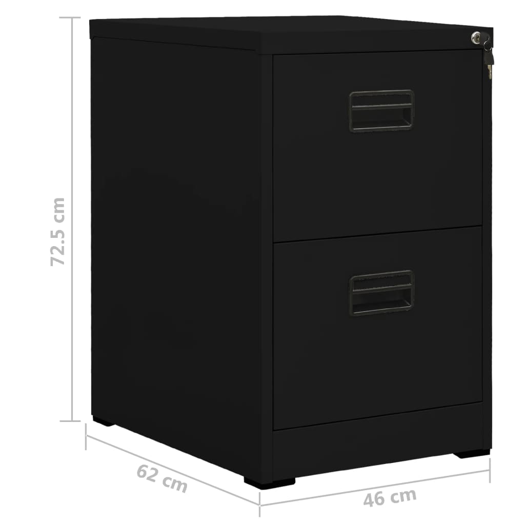 Aktenschrank Schwarz 46X62X72,5 Cm Stahl 46 x 62 x 72.5 cm - Fuer Daheim