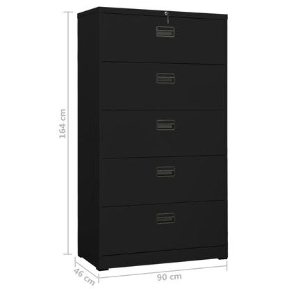 Aktenschrank Schwarz 90X46X164 Cm Stahl 90 x 46 x 164 cm - Fuer Daheim