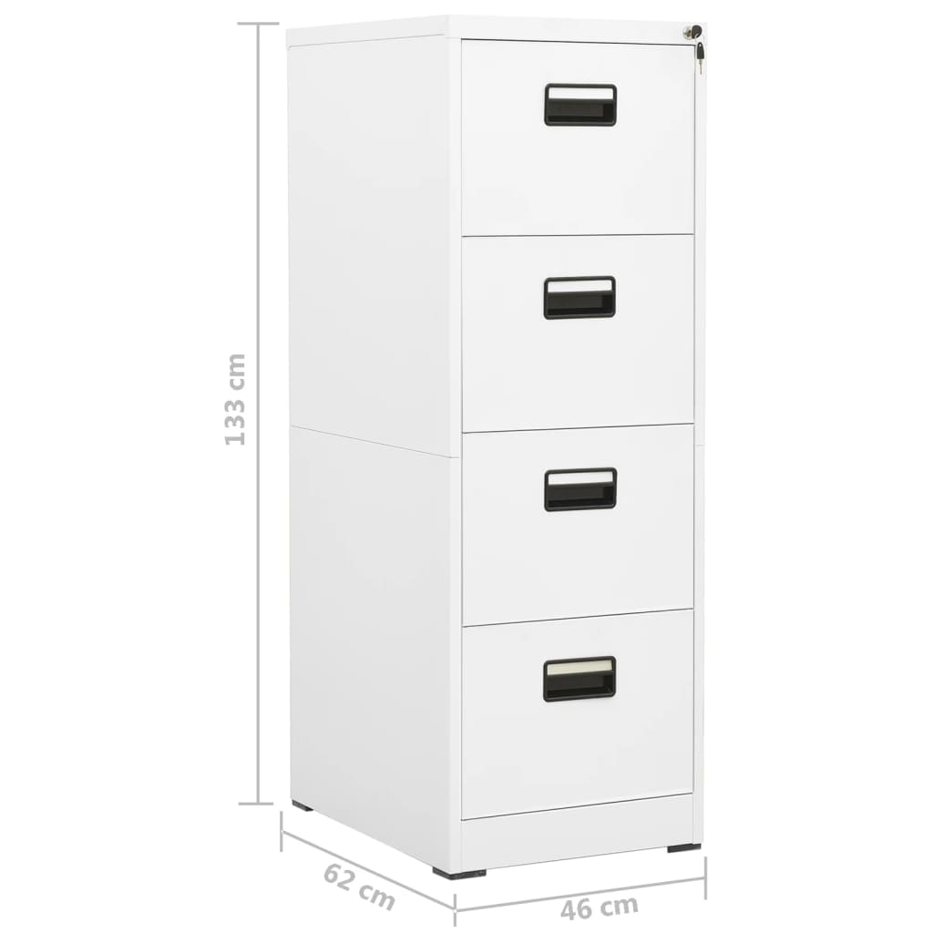 Aktenschrank Weiß 46X62X133 Cm Stahl 46 x 62 x 133 cm - Fuer Daheim