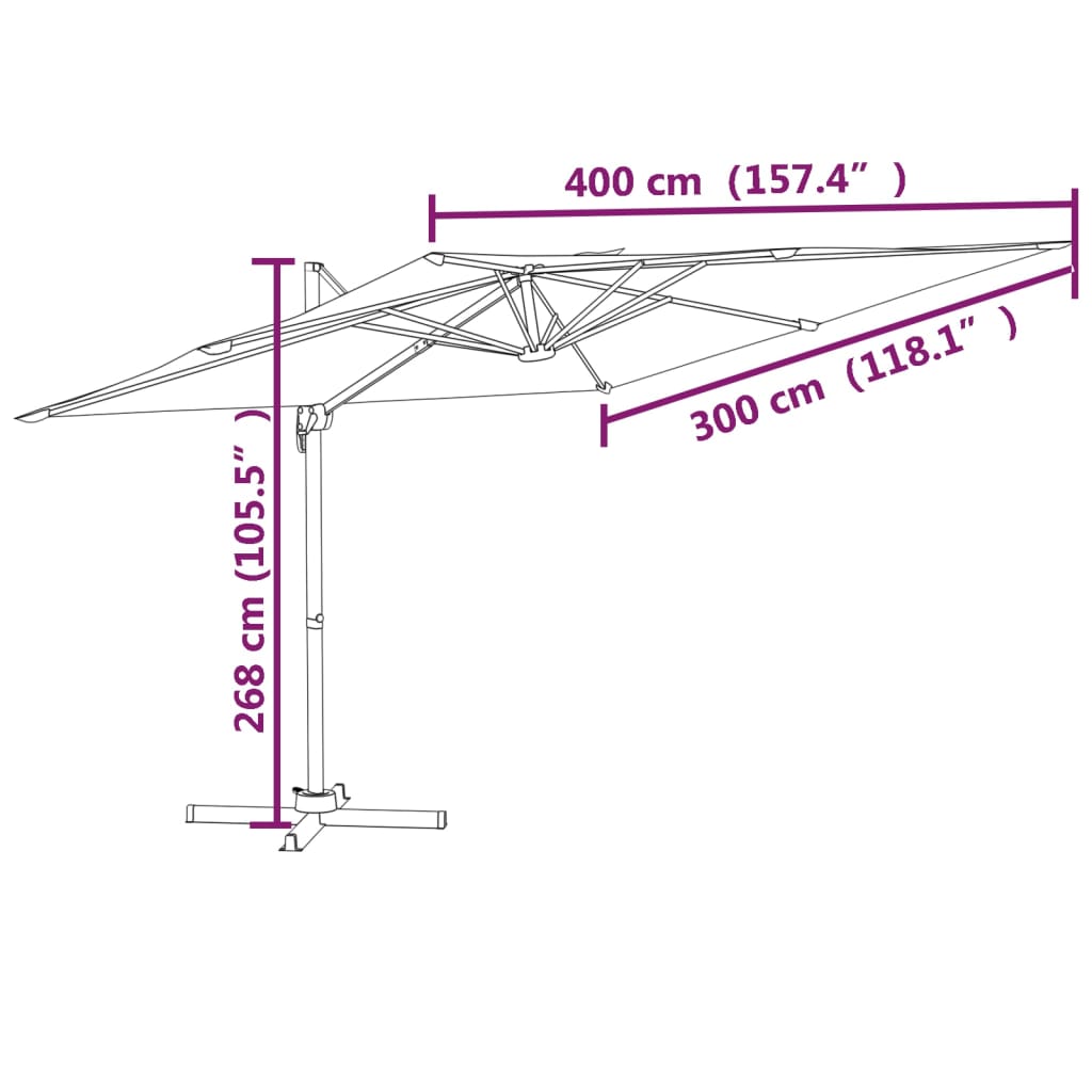 Ampelschirm Mit Aluminium-Mast Sandweiß 400X300 Cm - Fuer Daheim