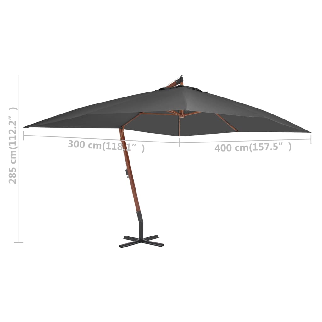 Ampelshirm Mit Holzmast 400X300 Cm Anthrazit - Fuer Daheim