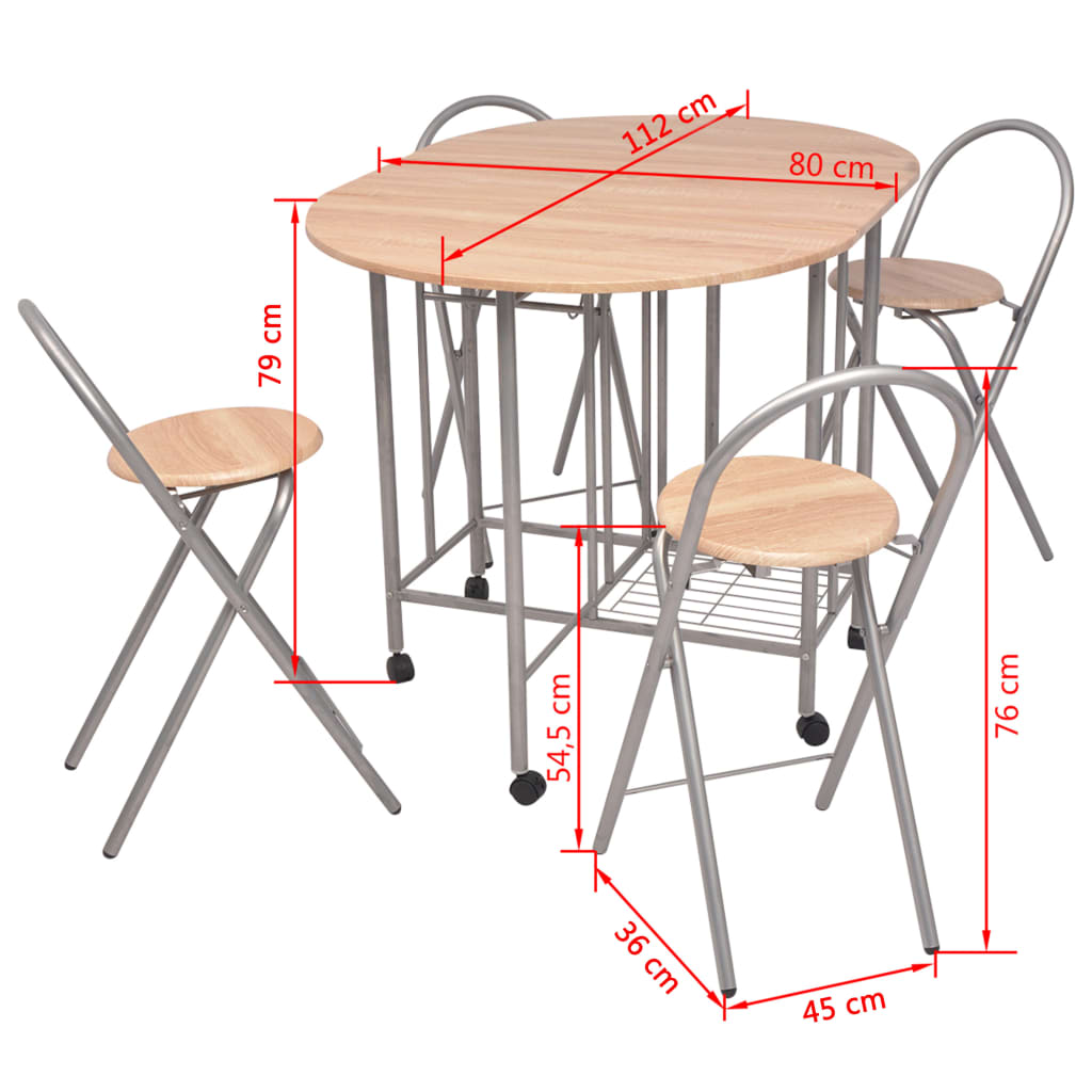 Ausklappbarer Esstisch Fünfteilig Mdf Beige - Fuer Daheim