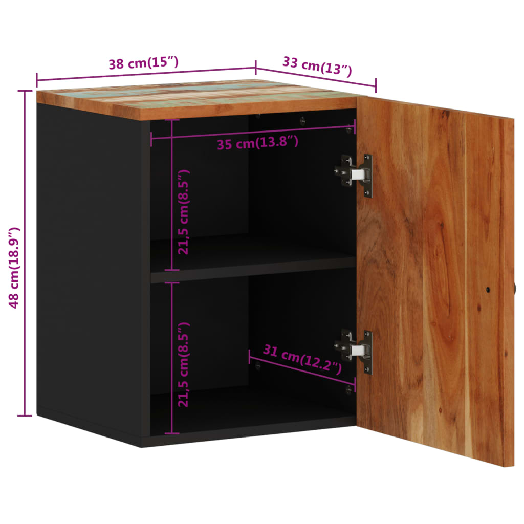 Bad-Wandschrank 38X33X48 Cm Altholz Massiv Mehrfarbig - Fuer Daheim