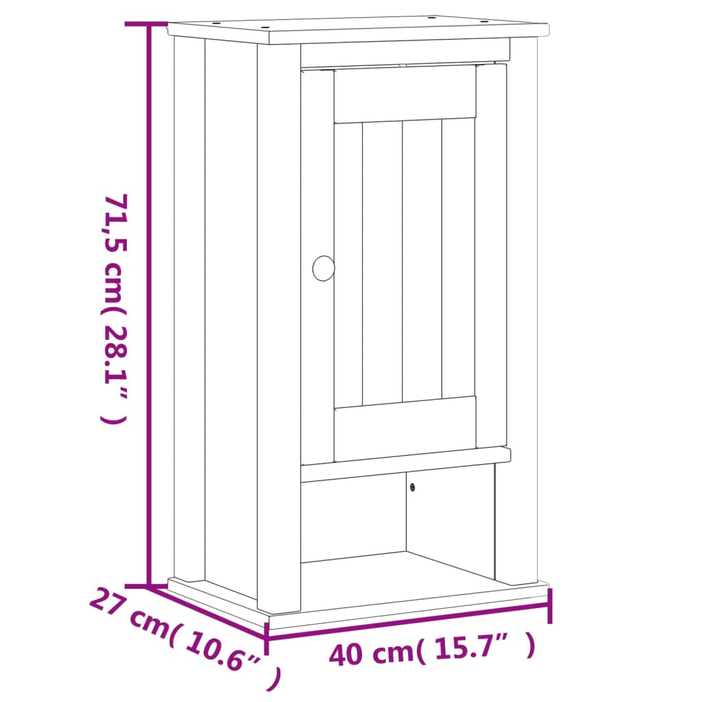 Bad-Wandschrank Berg Schwarz 40X27X71,5 Cm Massivholz Kiefer 40 x 27 x 71.5 cm - Fuer Daheim