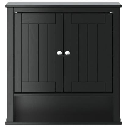 Bad-Wandschrank Berg Schwarz 69,5X27X71,5 Cm Massivholz 69.5 x 27 x 71.5 cm - Fuer Daheim