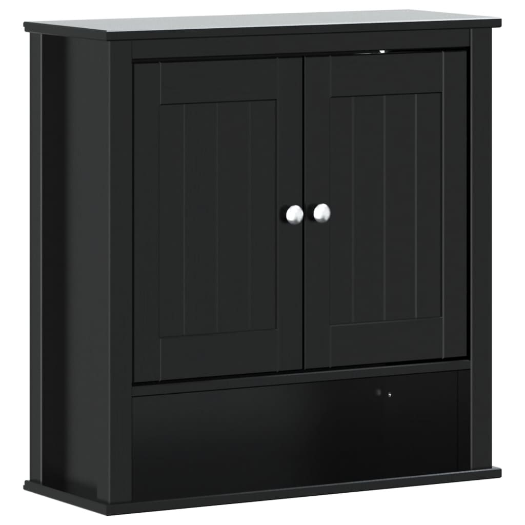 Bad-Wandschrank Berg Schwarz 69,5X27X71,5 Cm Massivholz 69.5 x 27 x 71.5 cm - Fuer Daheim