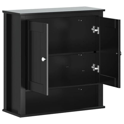 Bad-Wandschrank Berg Schwarz 69,5X27X71,5 Cm Massivholz 69.5 x 27 x 71.5 cm - Fuer Daheim