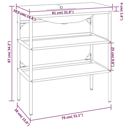 Badezimmer-Waschtischgestell Mit Waschbecken Weiß Eisen 79 x 38 x 83 cm - Fuer Daheim