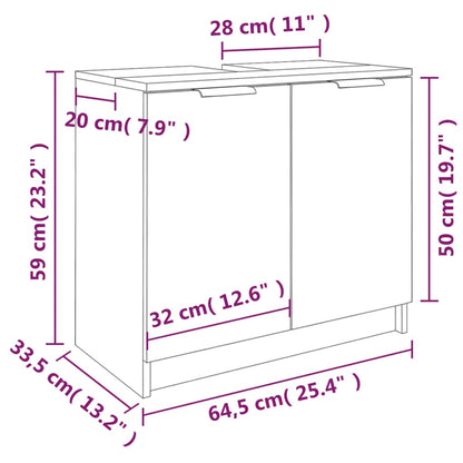 Badezimmerschrank Braun Eiche 64,5X33,5X59 Cm Holzwerkstoff - Fuer Daheim