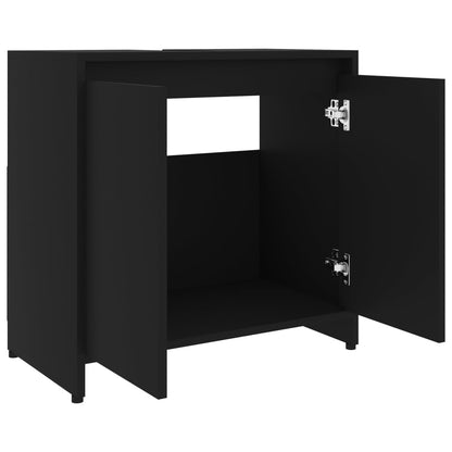 Badezimmerschrank Schwarz 60X33X61 Cm Holzwerkstoff - Fuer Daheim