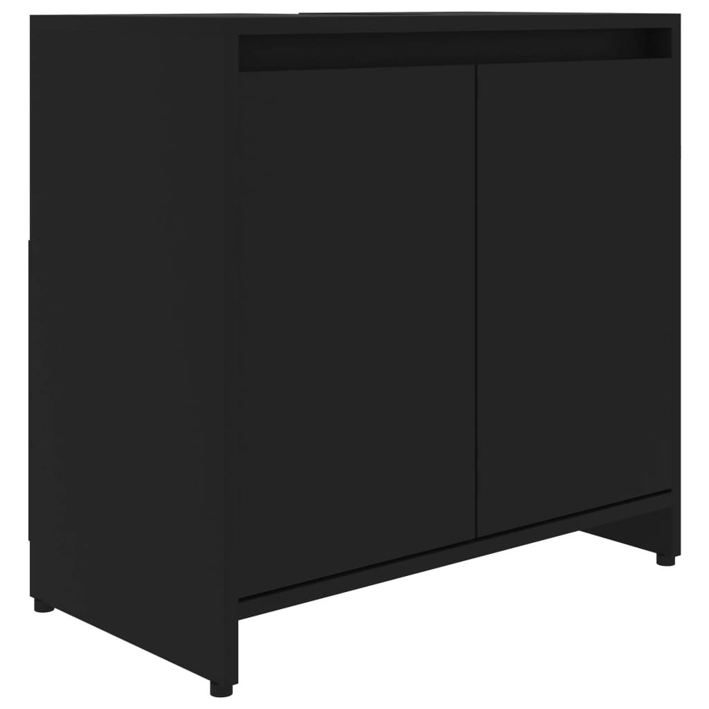 Badezimmerschrank Schwarz 60X33X61 Cm Holzwerkstoff - Fuer Daheim