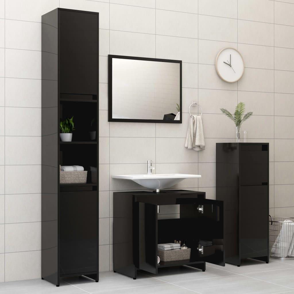 Badezimmerschrank Schwarz 60X33X61 Cm Holzwerkstoff - Fuer Daheim