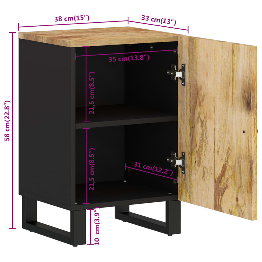 Badschrank 38X33X58 Cm Massivholz Mango Hellbraun - Fuer Daheim