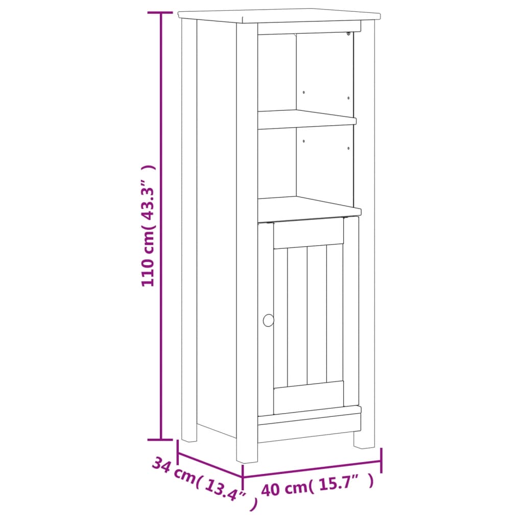 Badschrank Berg Schwarz 40X34X110 Cm Massivholz Kiefer 40 x 34 x 110 cm - Fuer Daheim