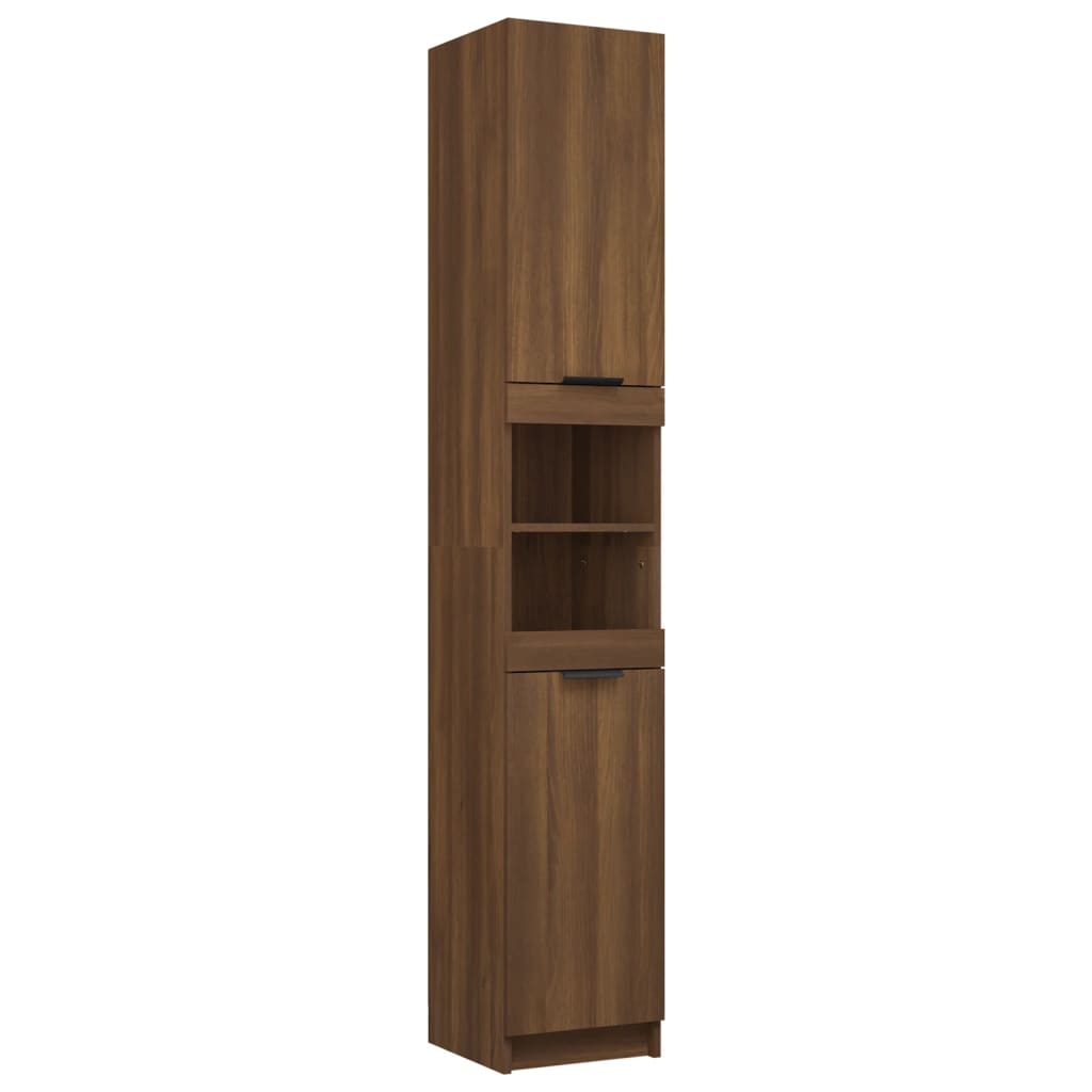 Badschrank Braun Eichen-Optik 32X34X188,5 Cm Holzwerkstoff Braune Eiche - Fuer Daheim