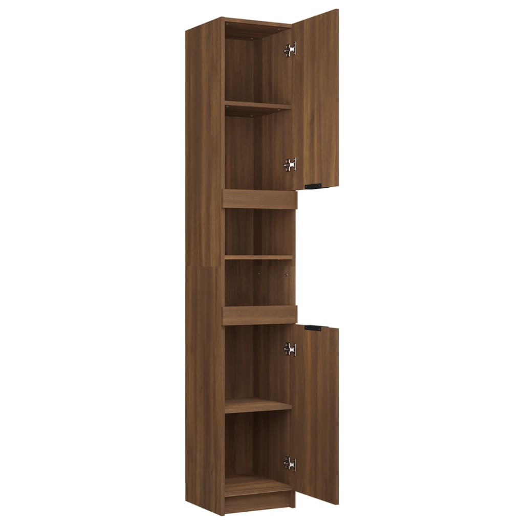 Badschrank Braun Eichen-Optik 32X34X188,5 Cm Holzwerkstoff Braune Eiche - Fuer Daheim