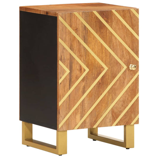 Badschrank Braun Und Schwarz 38X33,5X58 Cm Massivholz Mango - Fuer Daheim