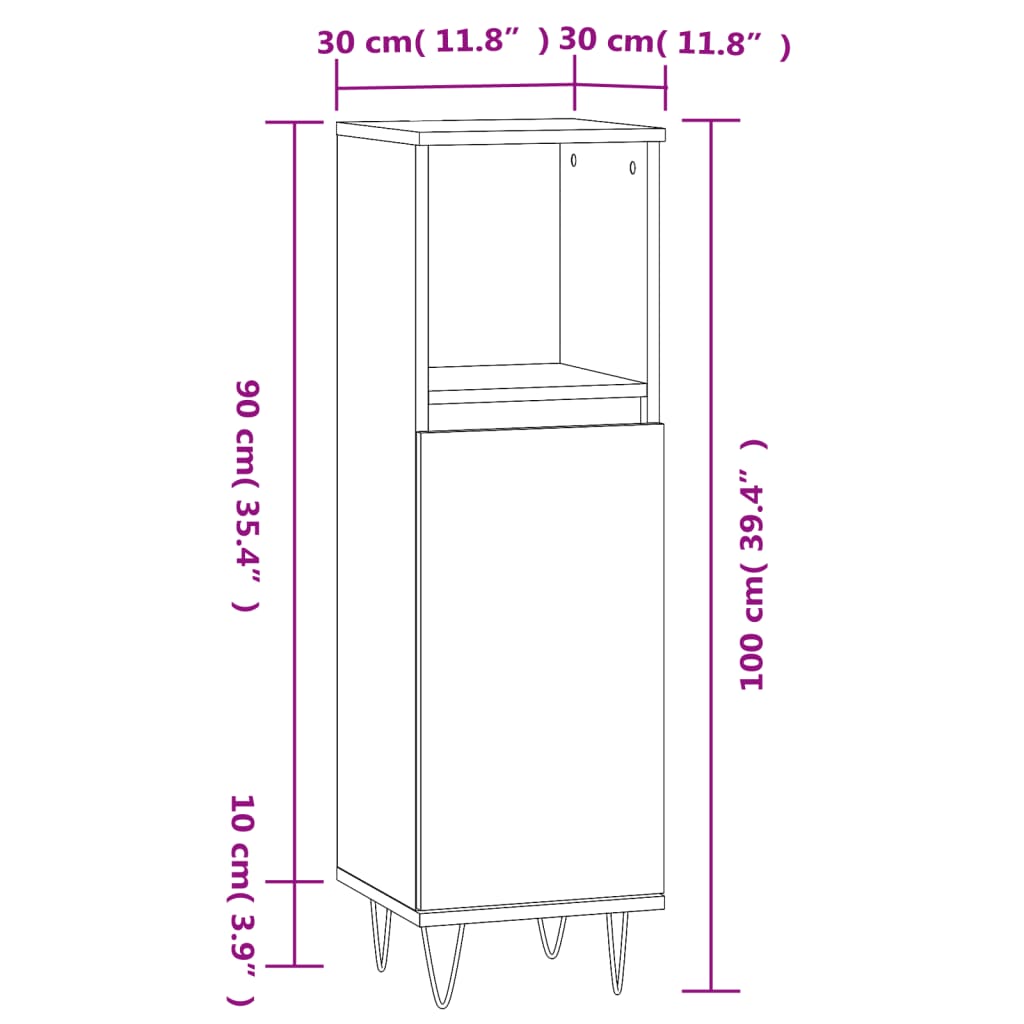 Badschrank Schwarz 30X30X100 Cm Holzwerkstoff - Fuer Daheim