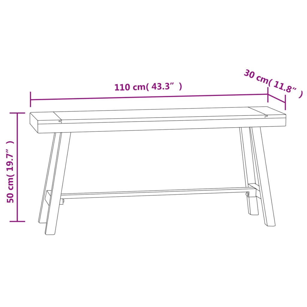 Bank 110 Cm Massivholz Teak - Fuer Daheim