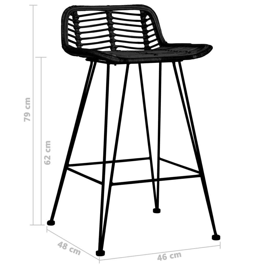 Barhocker 2 Stk. Schwarz Rattan - Fuer Daheim