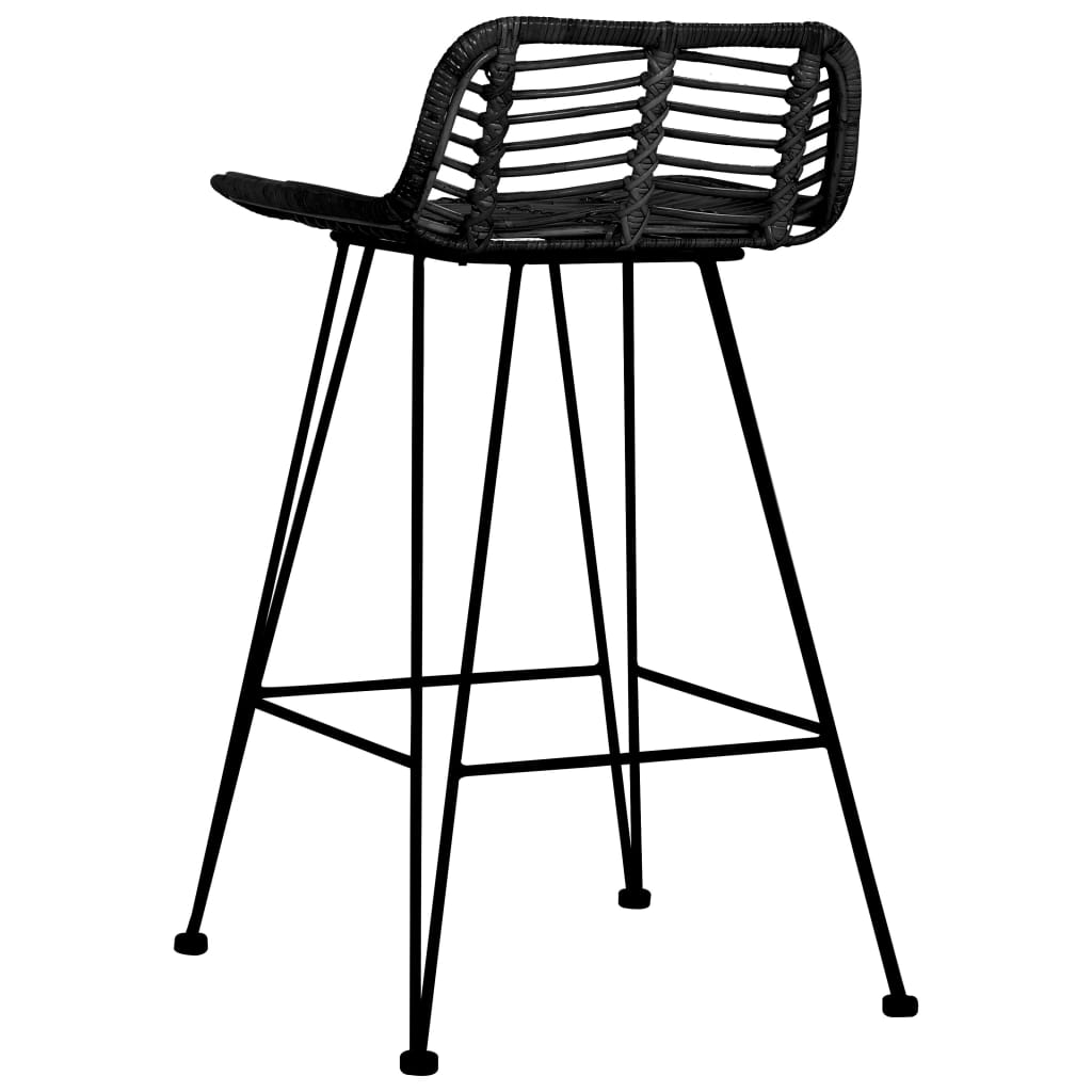 Barhocker 2 Stk. Schwarz Rattan - Fuer Daheim