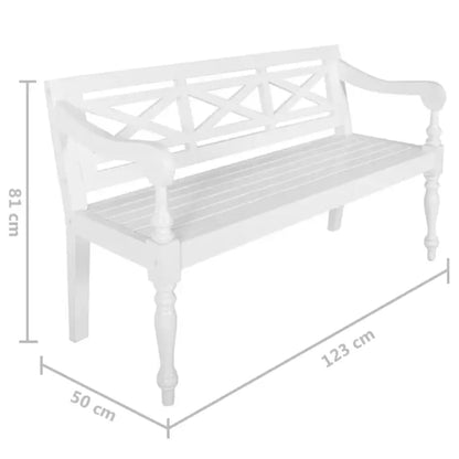 Batavia-Bank Weiß 123 Cm Massivholz Mahagoni - Fuer Daheim