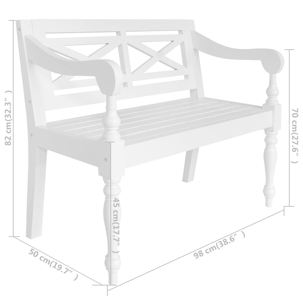 Batavia-Sitzbank 98 Cm Mahagoni Massivholz Weiß - Fuer Daheim