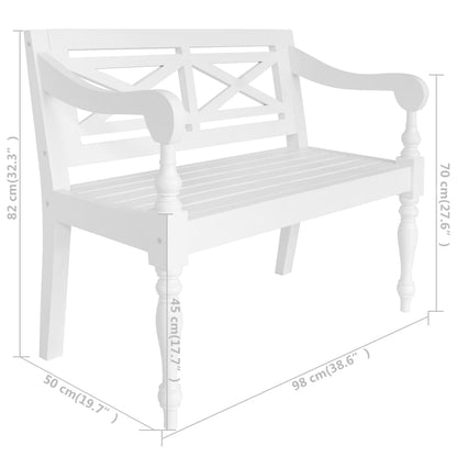 Batavia-Sitzbank 98 Cm Mahagoni Massivholz Weiß - Fuer Daheim