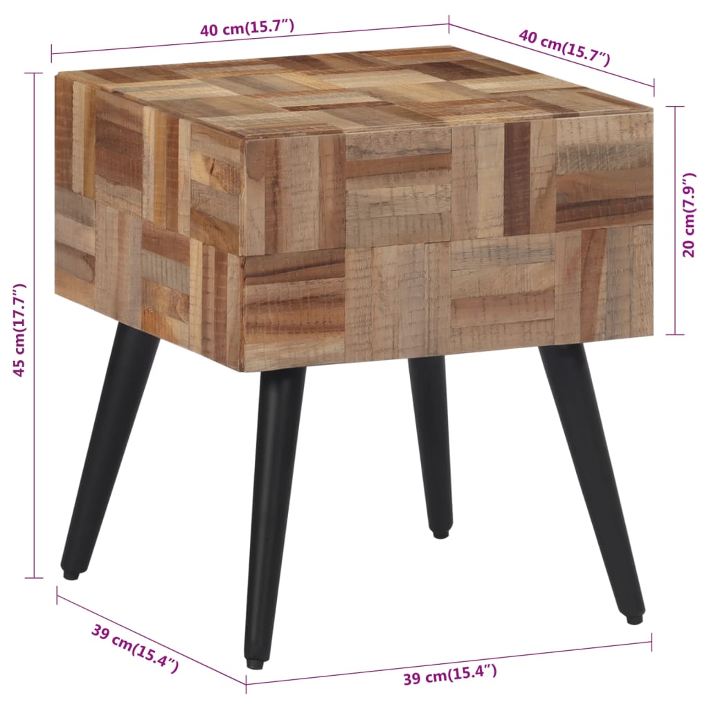 Beistelltisch 40X40X45 Cm Recyceltes Massivholz Teak - Fuer Daheim