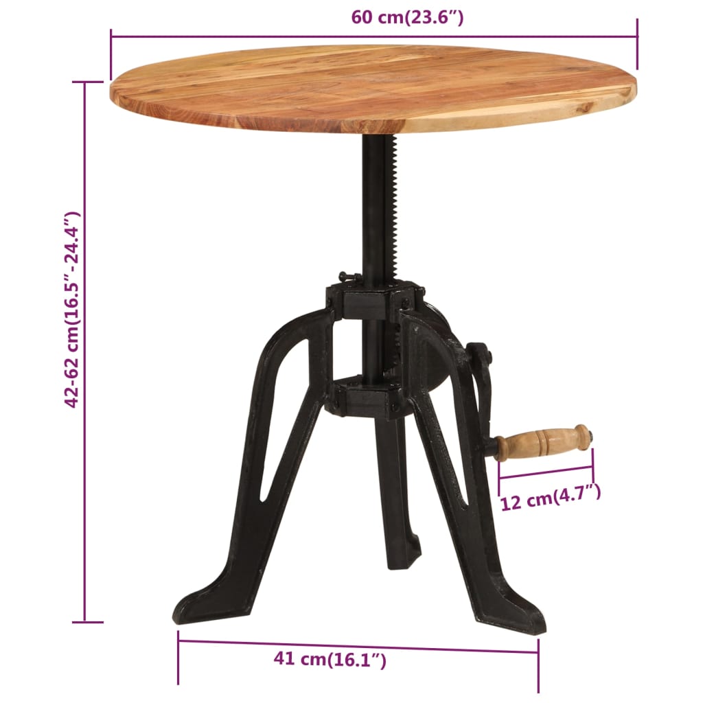 Beistelltisch 60X(42-62) Cm Massivholz Akazie Und Gusseisen 60 x (42-62) cm Akazie Massivholz - Fuer Daheim