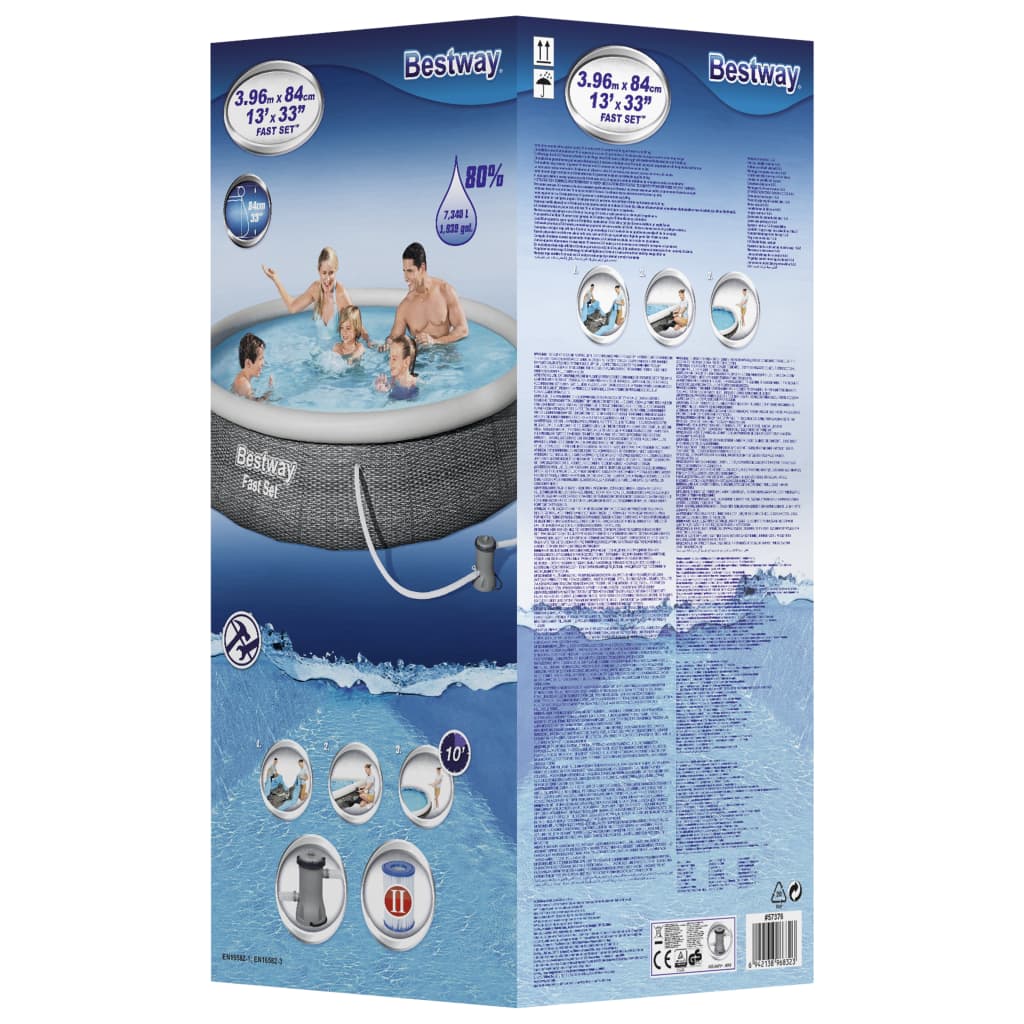 Bestway Fast Set Pool-Set Mit Pumpe Aufblasbar 396X84 Cm - Fuer Daheim