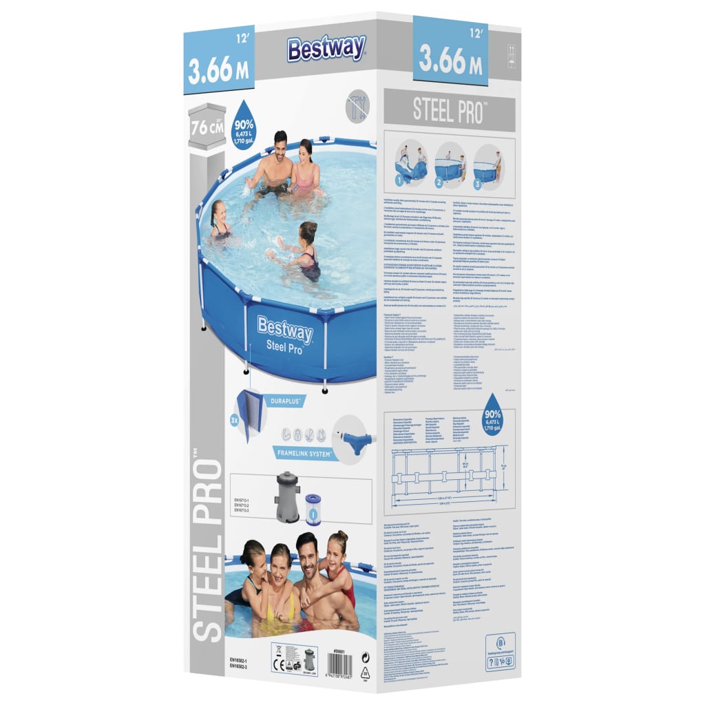 Bestway Steel Pro Frame Swimmingpool 366X76 Cm - Fuer Daheim